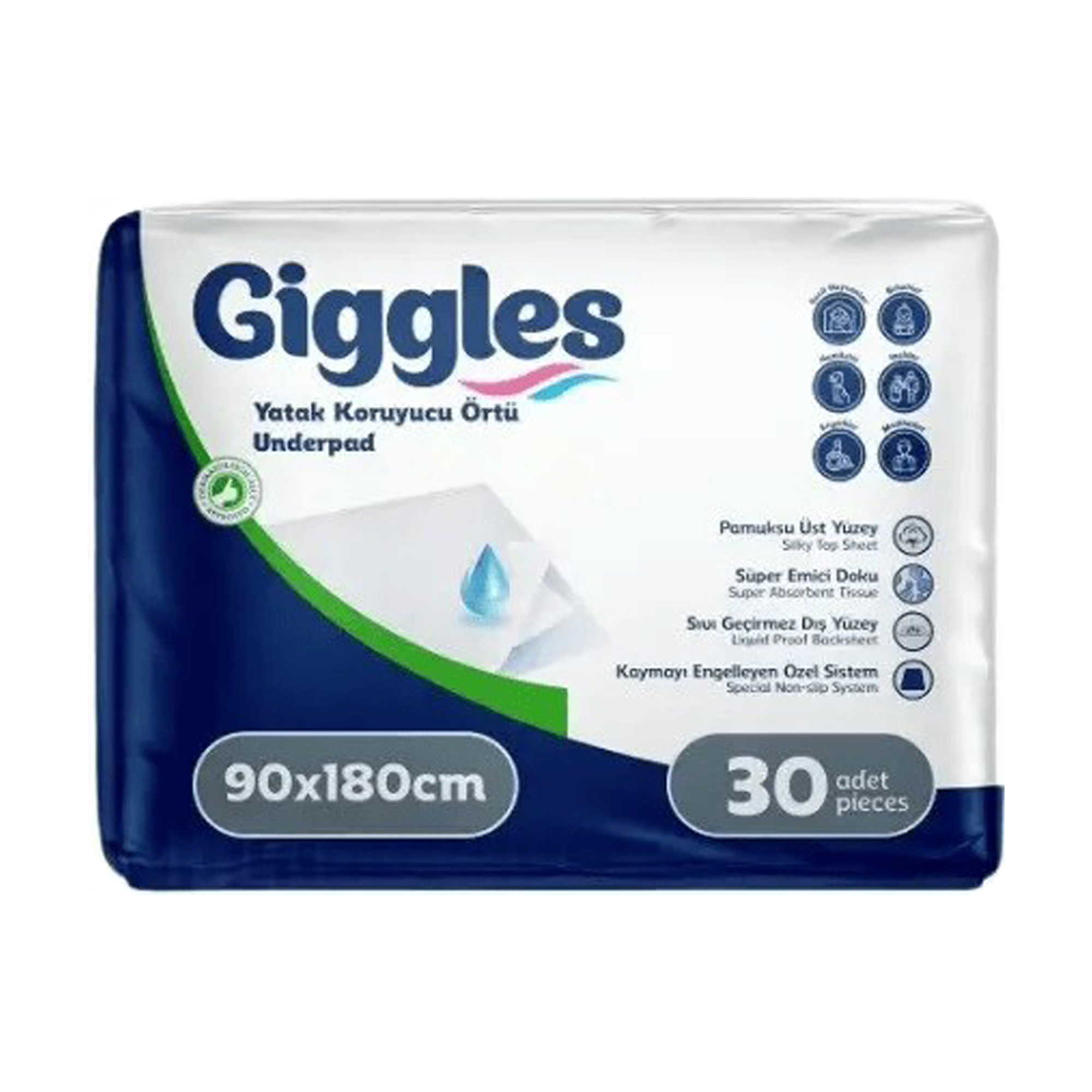 Одноразові пелюшки Giggles Поглинаючі, 90*180, 30 шт