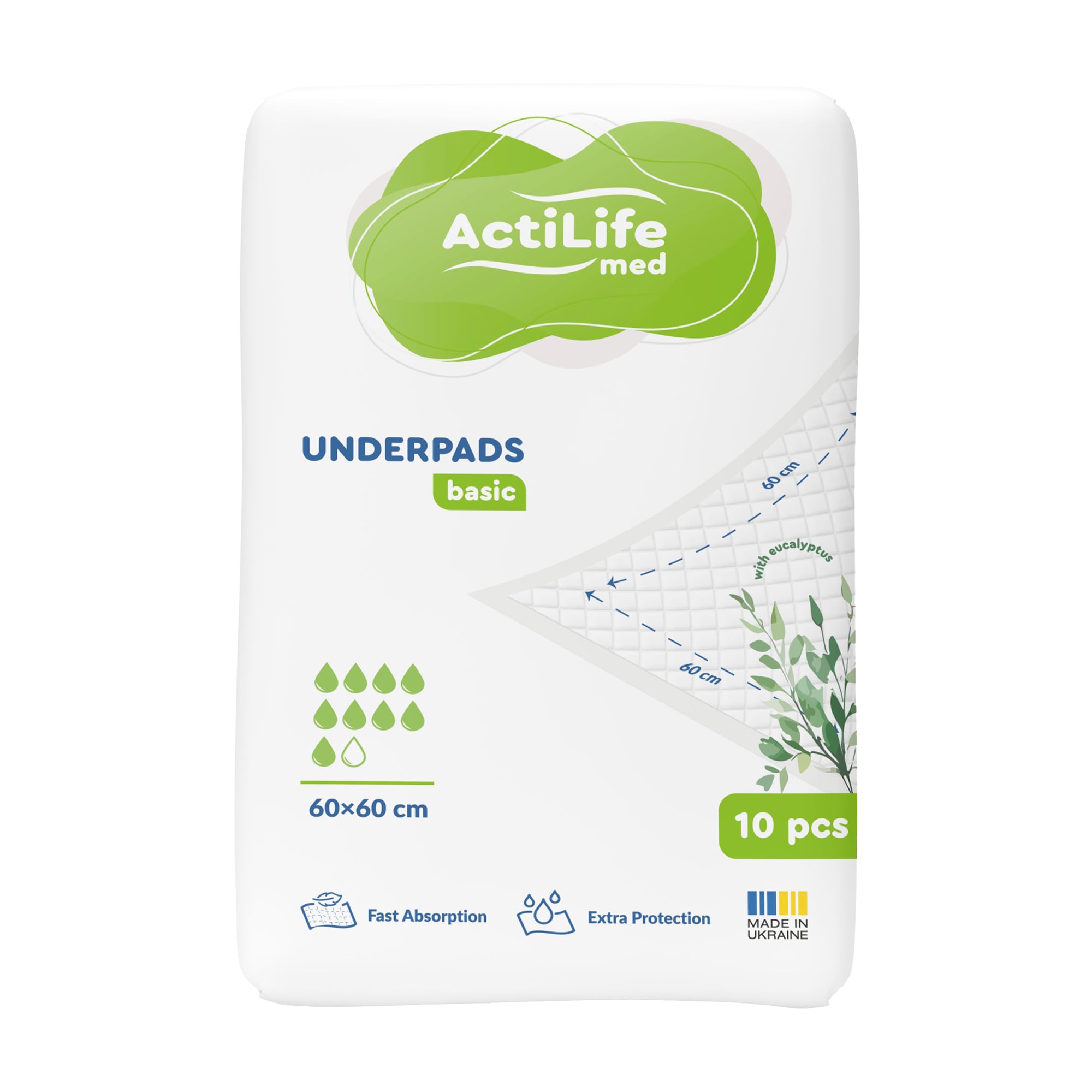 Пелюшки гігієнічні ActiLife Med Basic Поглинальні, 60*60 см, 10 шт