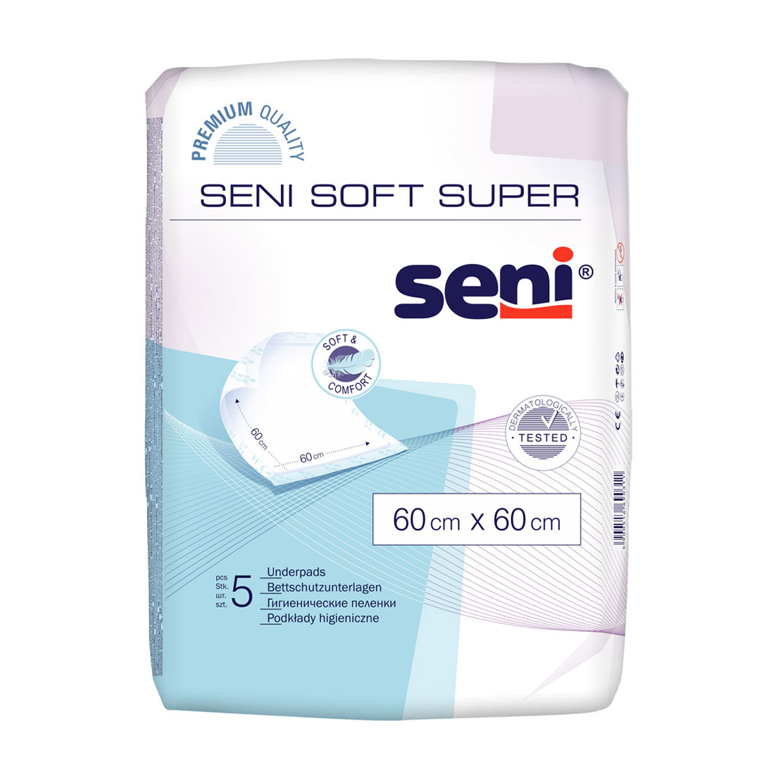 Пелюшки гігієнічні Seni Soft Super 60*60 см, 5 шт